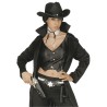 DOUBLE HOLSTER + CEINTURE WESTERN ADULTE NOIR ETOILE DE SHERIFF ARGENT