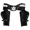 DOUBLE HOLSTER + CEINTURE WESTERN ADULTE NOIR ETOILE DE SHERIFF ARGENT