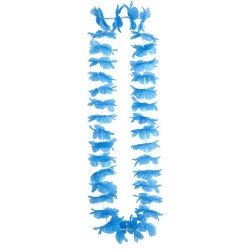 COLLIER HAWAI FLEURS BLEUES CLAIRS