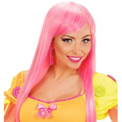 PAIRE DE BOUCLES D'OREILLES ANNEAUX CREOLES ROSE FLUO