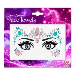 BIJOUX OU STRASS DE VISAGE LICORNE ROSE ET BLEUE