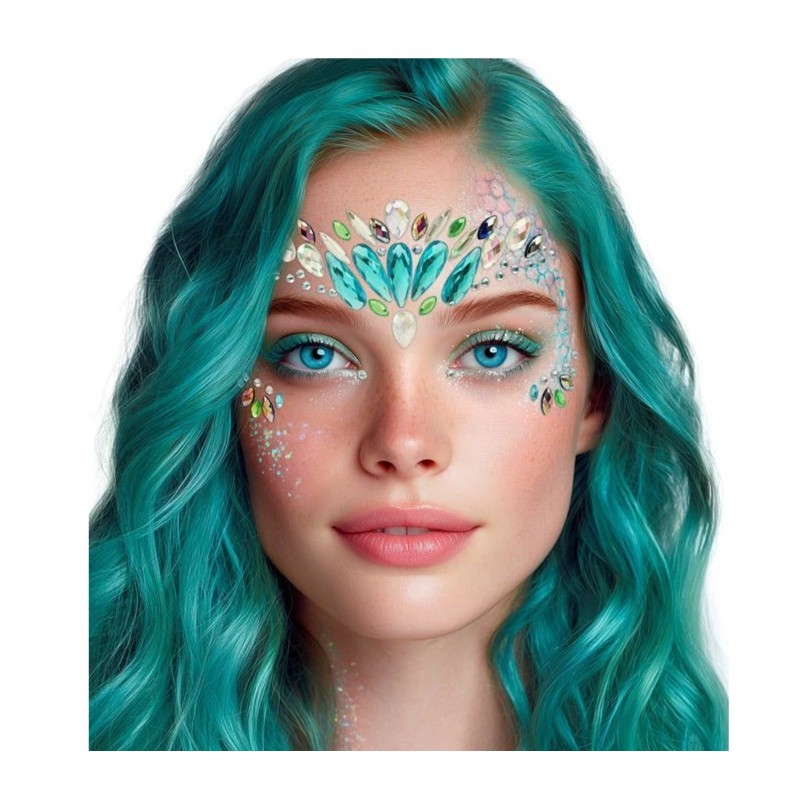 BIJOUX OU STRASS DE VISAGE SIRENE BLEUE ET VIOLETTE