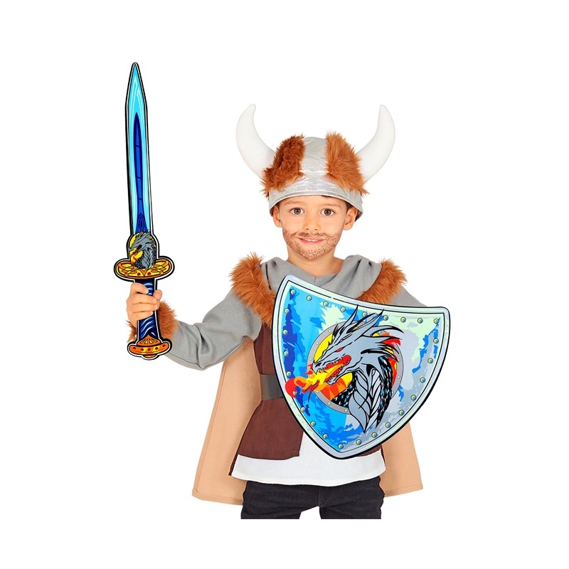 BOUCLIER DE VIKING + EPEE EN MOUSSE EVA MOTIF DRAGON