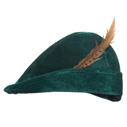 CHAPEAU DE PRINCE DES VOLEURS ROBIN DES BOIS VERT AVEC PLUME