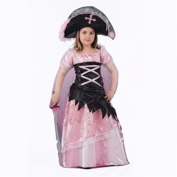 DEGUISEMENT PIRATE LONGUE ROBE ROSE ET NOIRE TAILLE 11-13 ANS