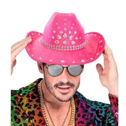 CHAPEAU COW BOY WESTERN DIAMANT ROSE