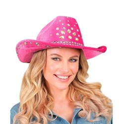 CHAPEAU COW BOY WESTERN DIAMANT ROSE