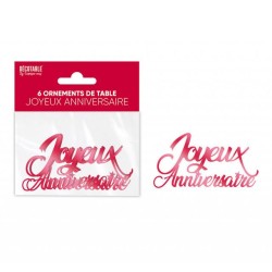 ORNEMENT DE TABLE OU CONFETTIS DE TABLE JOYEUX ANNIVERSAIRE ROUGE