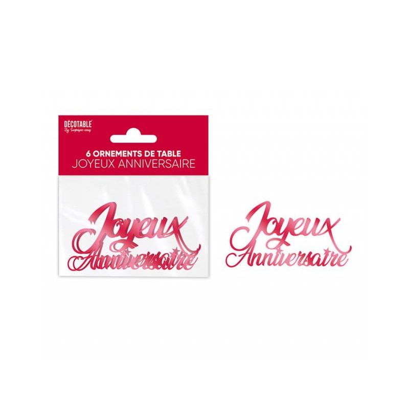 ORNEMENT DE TABLE OU CONFETTIS DE TABLE JOYEUX ANNIVERSAIRE ROUGE