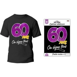 T-SHIRT A DEDICACER 60 ANS SUR FOND NOIR