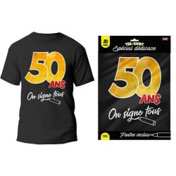 T-SHIRT A DEDICACER 50 ANS SUR FOND NOIR