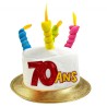 CHAPEAU GATEAU ANNIVERSAIRE 70 ANS AVEC BOUGIES