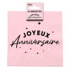 24 SERVIETTES JOYEUX ANNIVERSAIRE NOIR SUR FOND ROSE CLAIR 33 X 33 CM