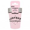 6 GOBELETS ROSE JOYEUX ANNIVERSAIRE EN NOIR 25 CL 