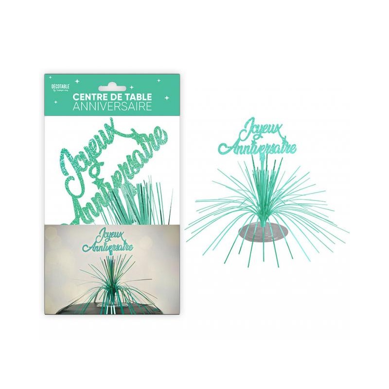 CENTRE DE TABLE JOYEUX ANNIVERSAIRE VERT