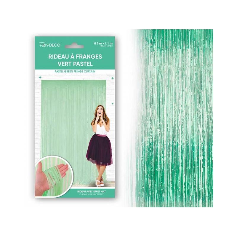 RIDEAU LAME VERT MENTHE PASTEL 1M X 2 M