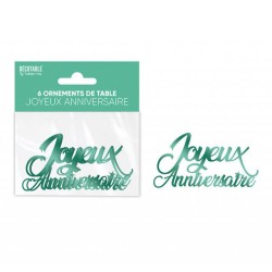 ORNEMENT DE TABLE OU CONFETTIS DE TABLE JOYEUX ANNIVERSAIRE VERT MENTHE