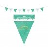 GUIRLANDE FANIONS JOYEUX ANNIVERSAIRE VERT MENTHE ET BLANC 6 METRES 