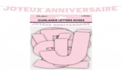 GUIRLANDE JOYEUX ANNIVERSAIRE LETTRES ROSE 4 METRES 