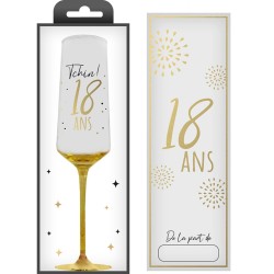 COFFRET CADEAU FLUTE TRANSPARENT 18 ANS EN OR