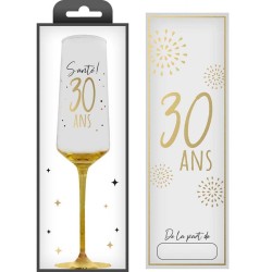 COFFRET CADEAU FLUTE TRANSPARENT 30 ANS EN OR