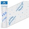 CHEMIN DE TABLE ORGANZA JOYEUX ANNIVERSAIRE 5 METRES BLEU