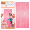 RIDEAU A FRANGES METALLIQUE ROSE CLAIR OU PASTEL EFFET IRISE
