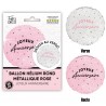 BALLON METALLIQUE ROND JOYEUX ANNIVERSAIRE ROSE PASTEL ET BLANC 35 CM