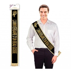 ECHARPE ANNIVERSAIRE D'UN BEAU GOSSE NOIRE ET OR