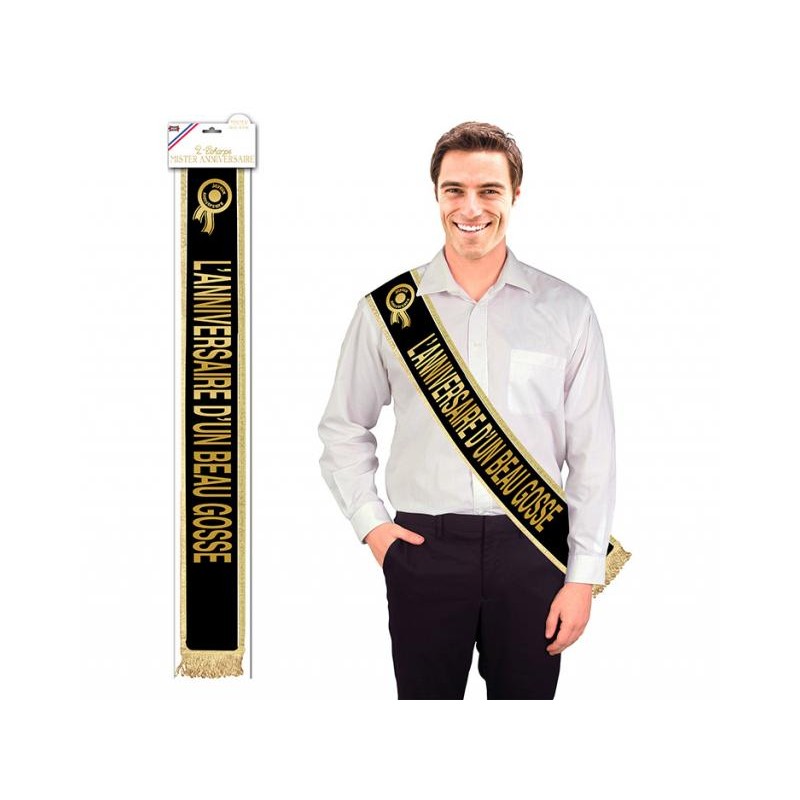 ECHARPE ANNIVERSAIRE D'UN BEAU GOSSE NOIRE ET OR