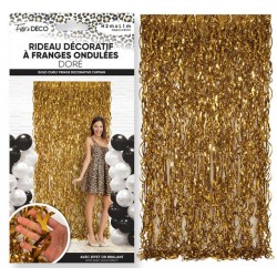 RIDEAU LAMELLE FRANGES ONDULEES OR SATINE 100 CM X 200 CM
