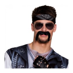 1 MOUSTACHE BIKER NOIRE AUTO ADHESIVE