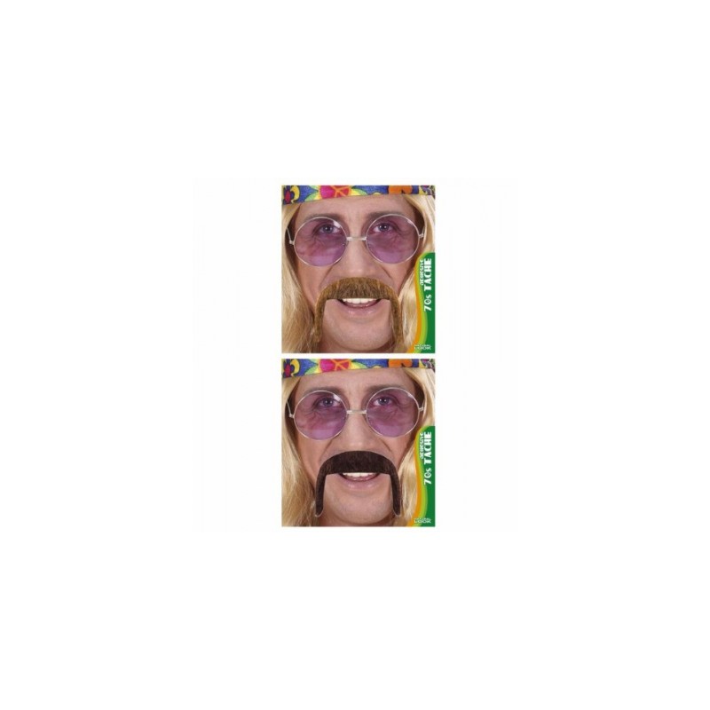 1 MOUSTACHE 70'S COULEUR ASSORTIES BLOND OU CHATAIN