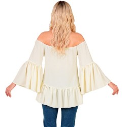 DEGUISEMENT CHEMISE HIPPIE BOHEME BLANCHE MOTIFS TAILLE L-XL