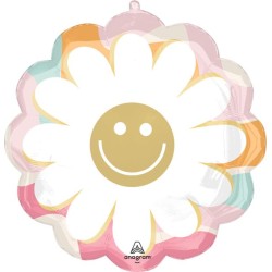BALLON METALLIQUE FLEUR MARGUERITE COULEURS PASTEL 53 CM