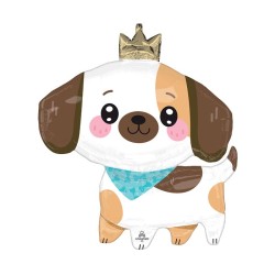 BALLON METALLIQUE SUPER SHAPE KAWAII PUPPY CHIEN AVEC COURONNE 68 CM 