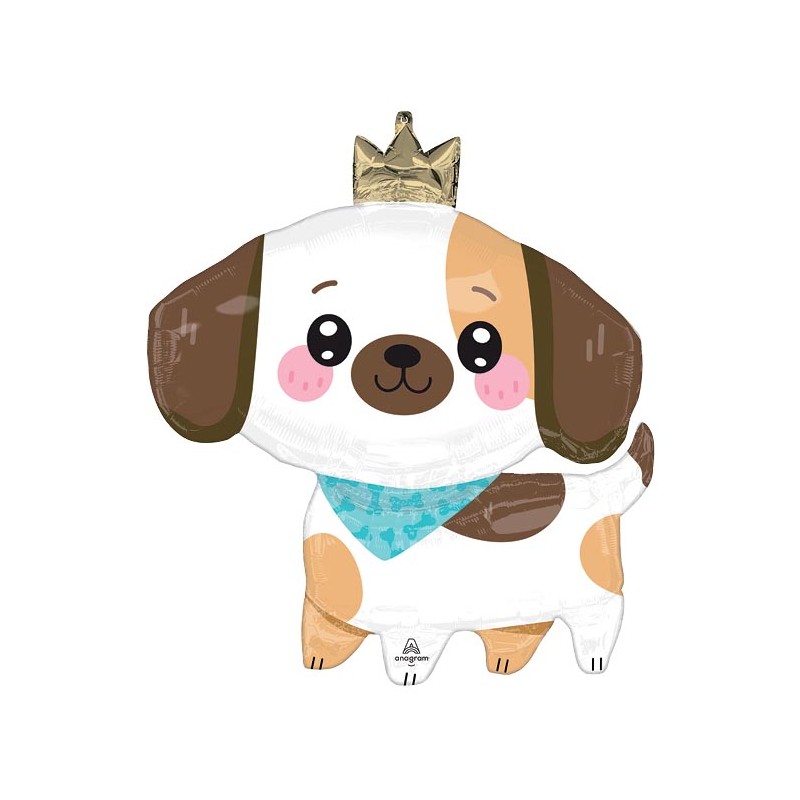 BALLON METALLIQUE SUPER SHAPE KAWAII PUPPY CHIEN AVEC COURONNE 68 CM 