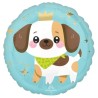 BALLON METALLIQUE ROND KAWAII PUPPY CHIEN AVEC COURONNE 43 CM 