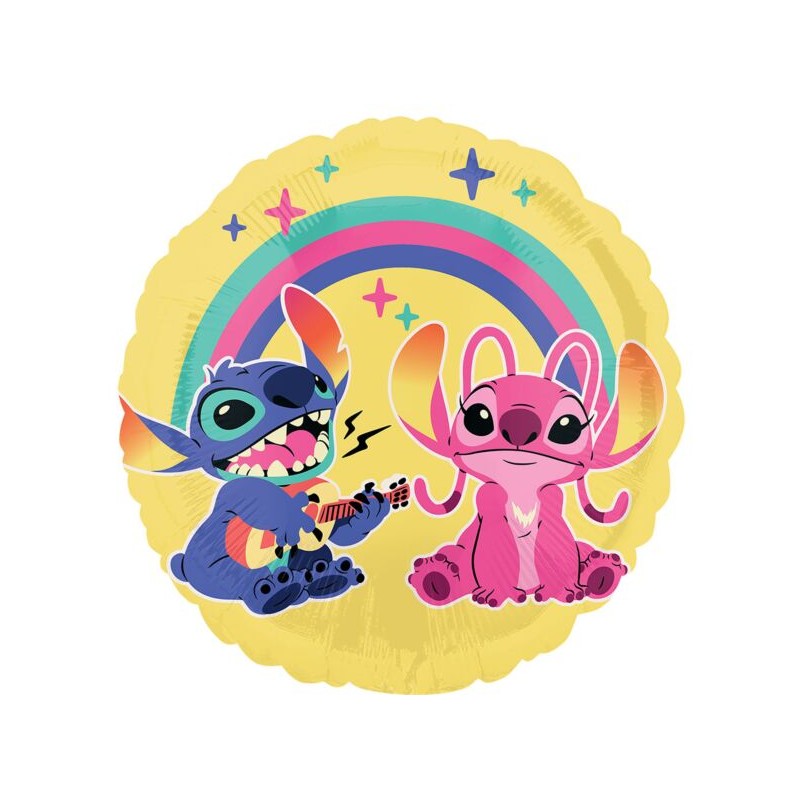 BALLON METALLIQUE STITCH ET ANGEL ROND 43 CM