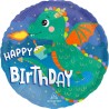 BALLON METALLIQUE ROND DRAGON RIGOLO HAPPY BIRTHDAY 43 CM 