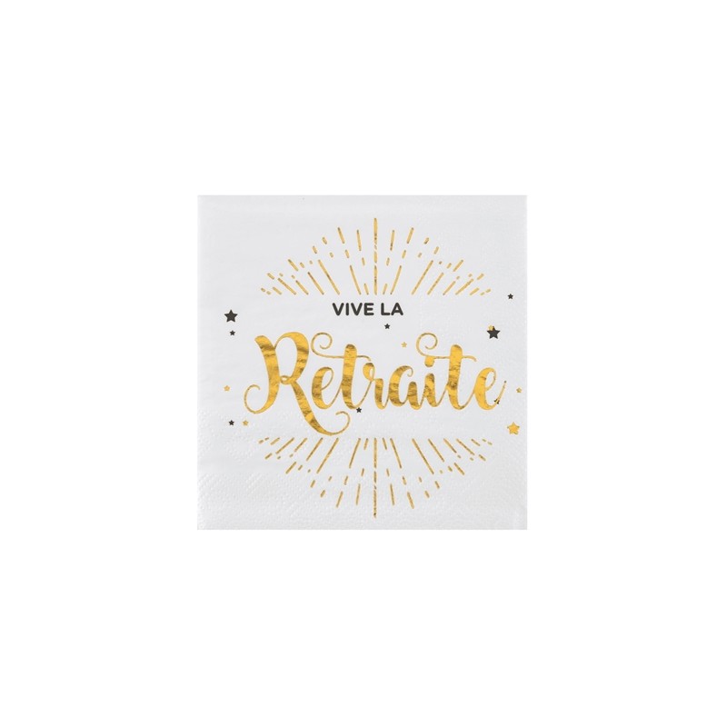 20 SERVIETTES VIVE LA RETRAITE 25 X 25 CM