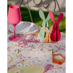 CENTRE DE TABLE LETTRES JOYEUSE PAQUES EN BOIS FLEURI 27 X 4 X 11 CM 