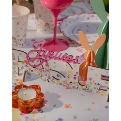 CENTRE DE TABLE LETTRES JOYEUSE PAQUES EN BOIS FLEURI 27 X 4 X 11 CM 