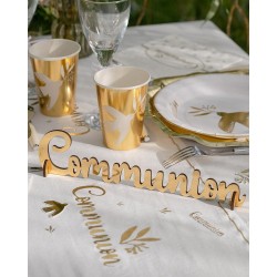 DECORATION DE TABLE LETTRES COMMUNION OR 27 × 2,5 × 6,5 CM