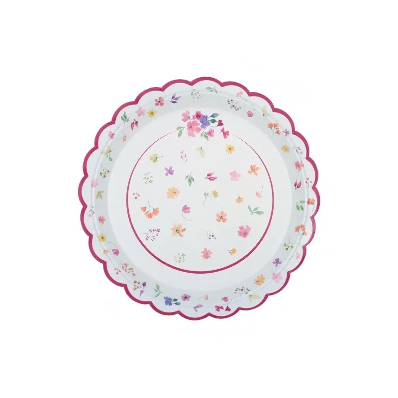 6 ASSIETTES PRINTEMPS FLEURS COLOREES 23 CM