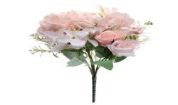 BOUQUET ROMANTIQUE FLEURS ROSE 30 CM