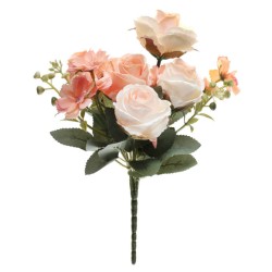 BOUQUET ROMANTIQUE FLEURS PECHE 30 CM