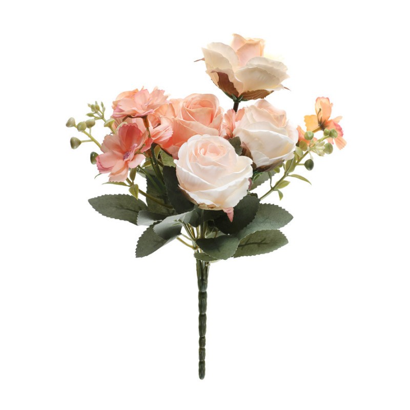 BOUQUET ROMANTIQUE FLEURS PECHE 30 CM