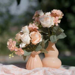 BOUQUET ROMANTIQUE FLEURS PECHE 30 CM