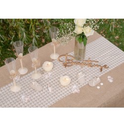 CHEMIN DE TABLE DENTELLE COEURS IVOIRES 28 CM X 2.5 M